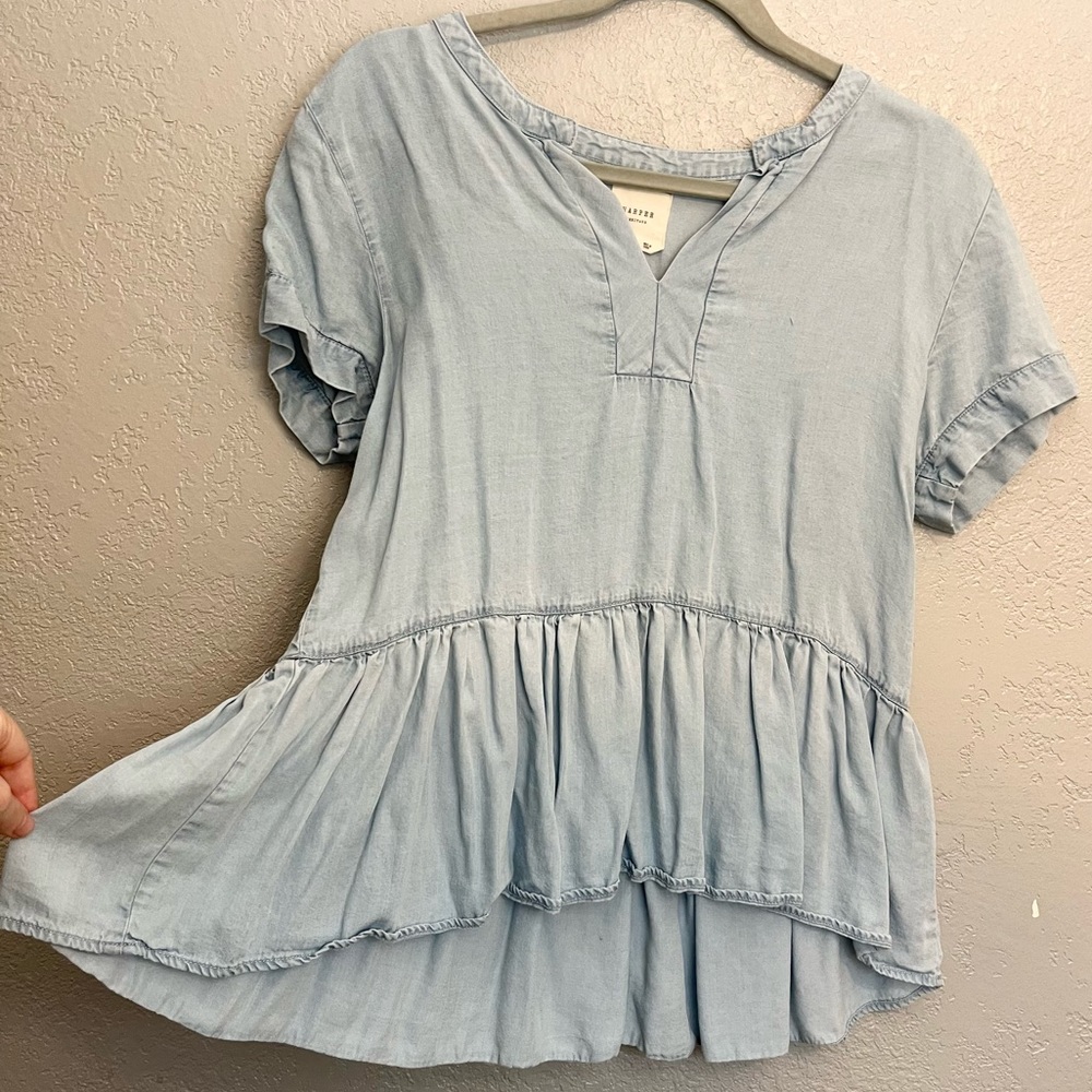Baby Blue Ruffle Top